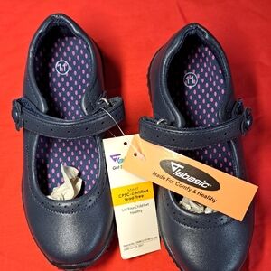 Jabasic Navy Blue Shoes with Buckle With Velcro Strap and Leather Finish
